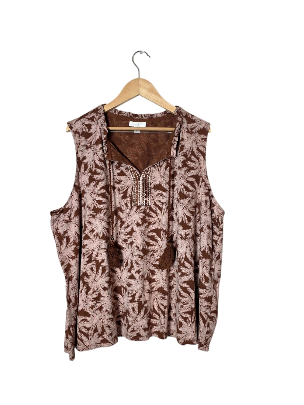 J Jill Bellissima Palm Tank Top XL Petite Cotton Modal Tropical Vacation Resort